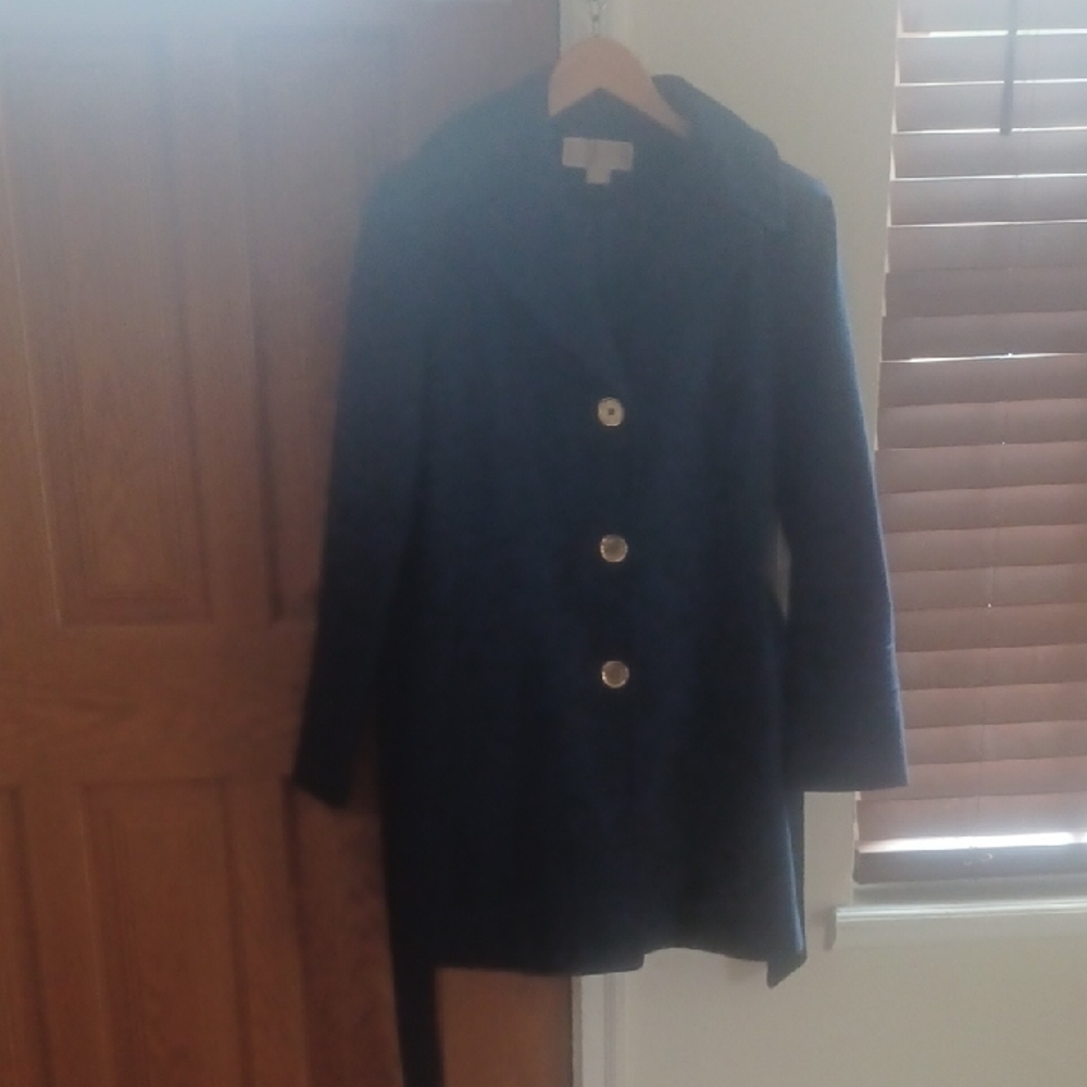 Michael Kors Navy Trench Coat with Gold Buttons